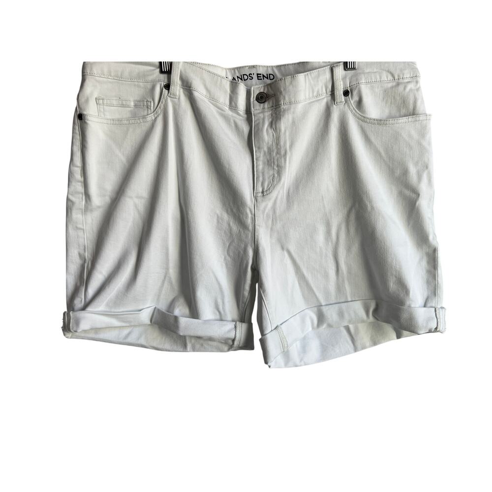 LANDS' END WOMENS PLUS 20W DENIM MID RISE ROLL CUFF STRETCH JEAN SHORT WHITE NEW - Picture 7 of 13